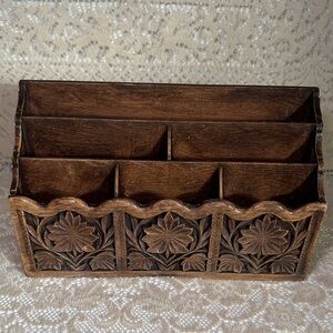 Vintage Lerner MCM Faux Wood Desk Organizer
